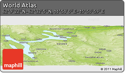 Physical Panoramic Map of the Area around 62° 20' 44" N, 15° 22' 30" E