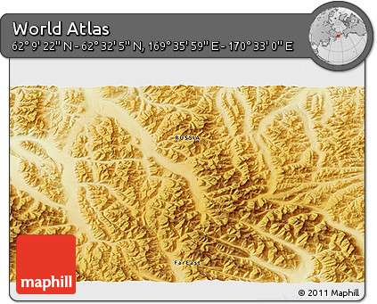 Physical 3D Map of the Area around 62° 20' 44" N, 170° 4' 29" E