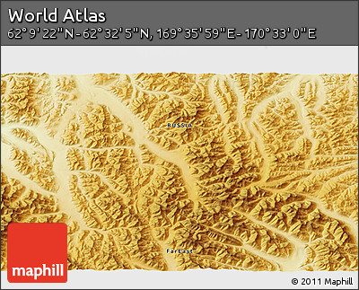 Physical 3D Map of the Area around 62° 20' 44" N, 170° 4' 29" E