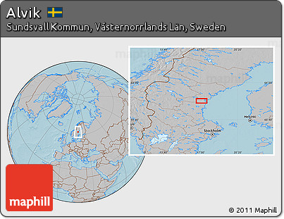 Gray Location Map of Alvik, hill shading