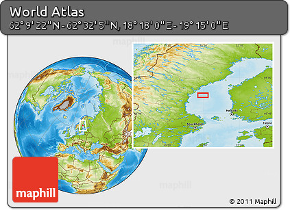 Physical Location Map of the Area around 62° 20' 44" N, 18° 46' 29" E