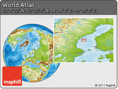 Physical Location Map of the Area around 62° 20' 44" N, 18° 46' 29" E