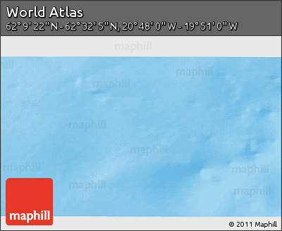 Physical 3D Map of the Area around 62° 20' 44" N, 20° 19' 30" W