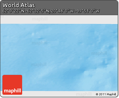Physical 3D Map of the Area around 62° 20' 44" N, 20° 19' 30" W