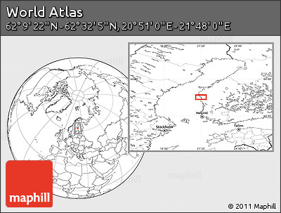 Blank Location Map of the Area around 62° 20' 44" N, 21° 19' 30" E
