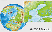 Physical Location Map of the area around 62° 20' 44" N, 21° 19' 30" E