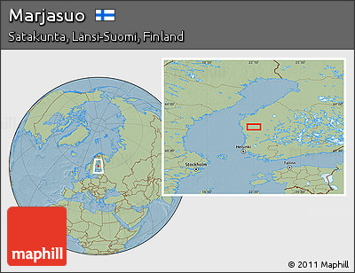 Savanna Style Location Map of Marjasuo, hill shading