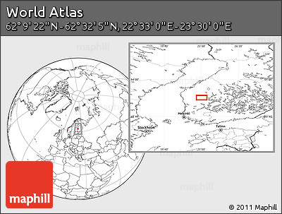 Blank Location Map of the Area around 62° 20' 44" N, 23° 1' 29" E