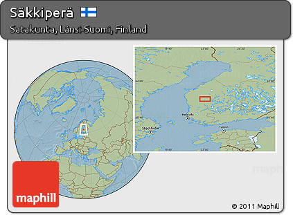 Savanna Style Location Map of Säkkiperä, hill shading
