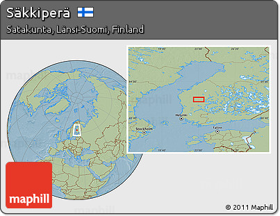 Savanna Style Location Map of Säkkiperä, hill shading