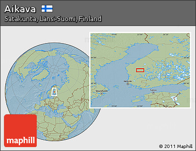 Savanna Style Location Map of Aikava, hill shading