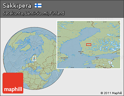 Savanna Style Location Map of Säkkiperä, hill shading