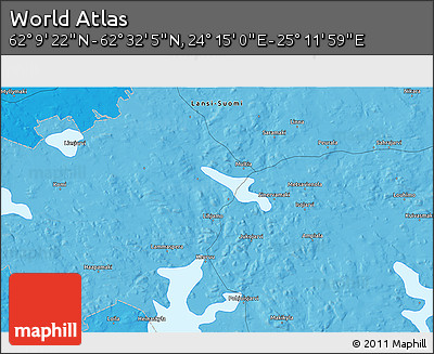 Political 3D Map of the Area around 62° 20' 44" N, 24° 43' 30" E