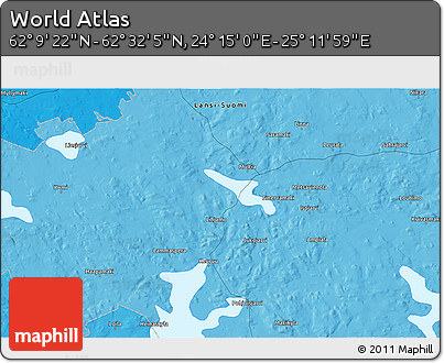 Political 3D Map of the Area around 62° 20' 44" N, 24° 43' 30" E