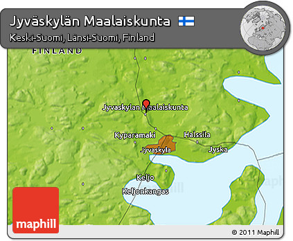 Physical 3D Map of Jyväskylän Maalaiskunta