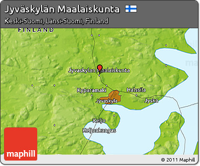 Physical 3D Map of Jyväskylän Maalaiskunta