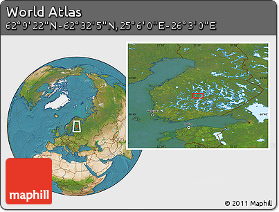 Satellite Location Map of the Area around 62° 20' 44" N, 25° 34' 30" E