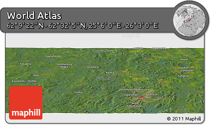 Satellite Panoramic Map of the Area around 62° 20' 44" N, 25° 34' 30" E