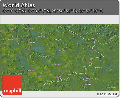 Satellite 3D Map of the Area around 62° 20' 44" N, 26° 25' 29" E