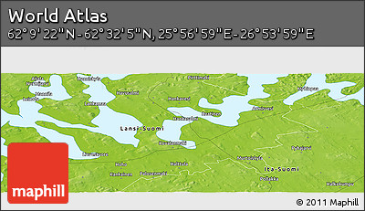Physical Panoramic Map of the Area around 62° 20' 44" N, 26° 25' 29" E