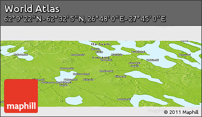 Physical Panoramic Map of the Area around 62° 20' 44" N, 27° 16' 29" E