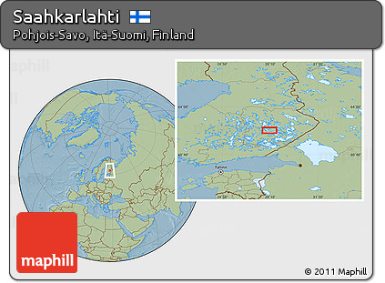 Savanna Style Location Map of Saahkarlahti, hill shading