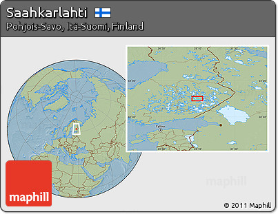 Savanna Style Location Map of Saahkarlahti, hill shading