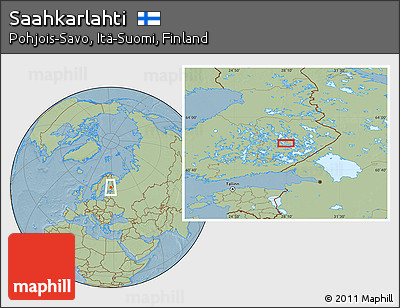 Savanna Style Location Map of Saahkarlahti, hill shading