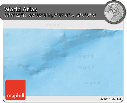 Physical 3D Map of the Area around 62° 20' 44" N, 2° 28' 30" W