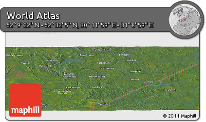 Satellite Panoramic Map of the Area around 62° 20' 44" N, 30° 40' 29" E