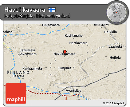Shaded Relief Panoramic Map of Havukkavaara