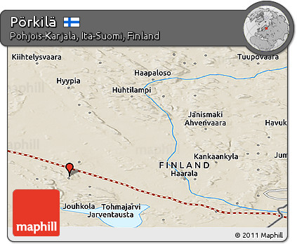 Shaded Relief Panoramic Map of Pörkilä