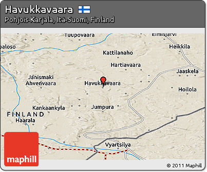 Shaded Relief Panoramic Map of Havukkavaara