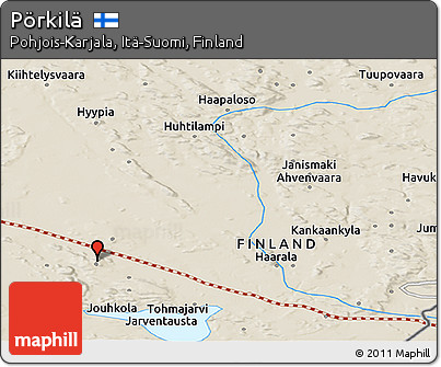 Shaded Relief Panoramic Map of Pörkilä