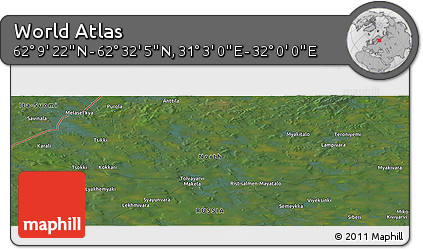 Satellite Panoramic Map of the Area around 62° 20' 44" N, 31° 31' 29" E