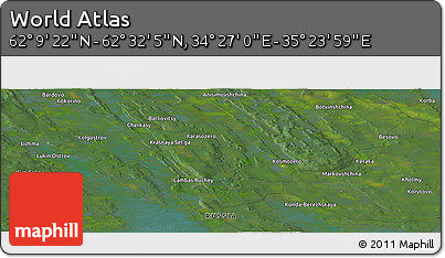 Satellite Panoramic Map of the Area around 62° 20' 44" N, 34° 55' 29" E