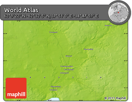 Physical Map of the Area around 62° 20' 44" N, 38° 19' 30" E