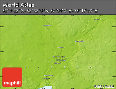 Physical Map of the Area around 62° 20' 44" N, 38° 19' 30" E
