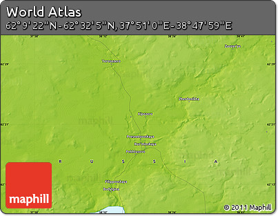 Physical Map of the Area around 62° 20' 44" N, 38° 19' 30" E