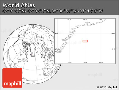 Blank Location Map of the Area around 62° 20' 44" N, 38° 10' 29" W