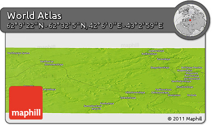 Physical Panoramic Map of the Area around 62° 20' 44" N, 42° 34' 30" E