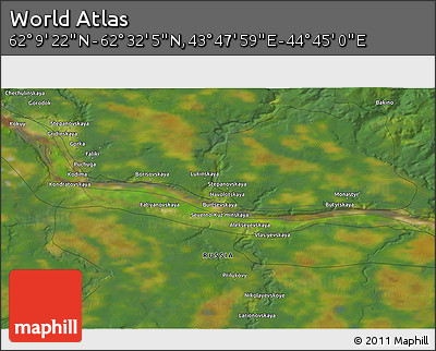 Satellite 3D Map of the Area around 62° 20' 44" N, 44° 16' 29" E