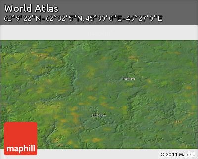 Satellite 3D Map of the Area around 62° 20' 44" N, 45° 58' 30" E