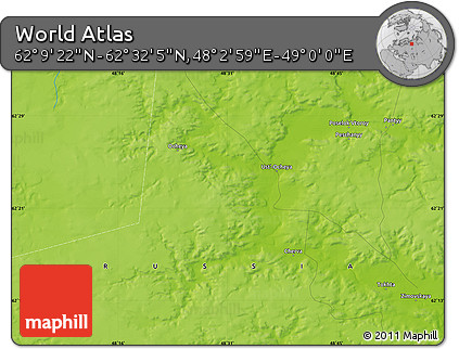 Physical Map of the Area around 62° 20' 44" N, 48° 31' 29" E