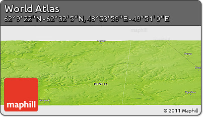Physical Panoramic Map of the Area around 62° 20' 44" N, 49° 22' 30" E