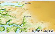 Physical 3D Map of the area around 62° 20' 44" N, 49° 13' 30" W