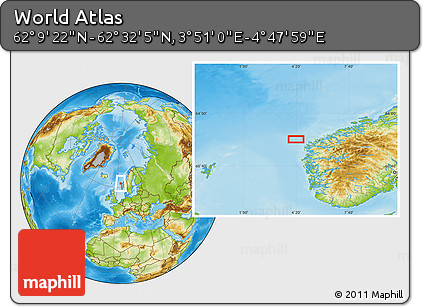 Physical Location Map of the Area around 62° 20' 44" N, 4° 19' 30" E