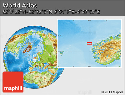 Physical Location Map of the Area around 62° 20' 44" N, 4° 19' 30" E
