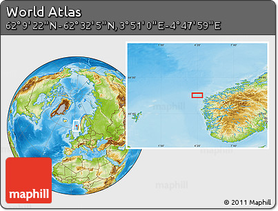 Physical Location Map of the Area around 62° 20' 44" N, 4° 19' 30" E
