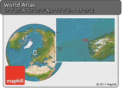 Satellite Location Map of the Area around 62° 20' 44" N, 4° 19' 30" E